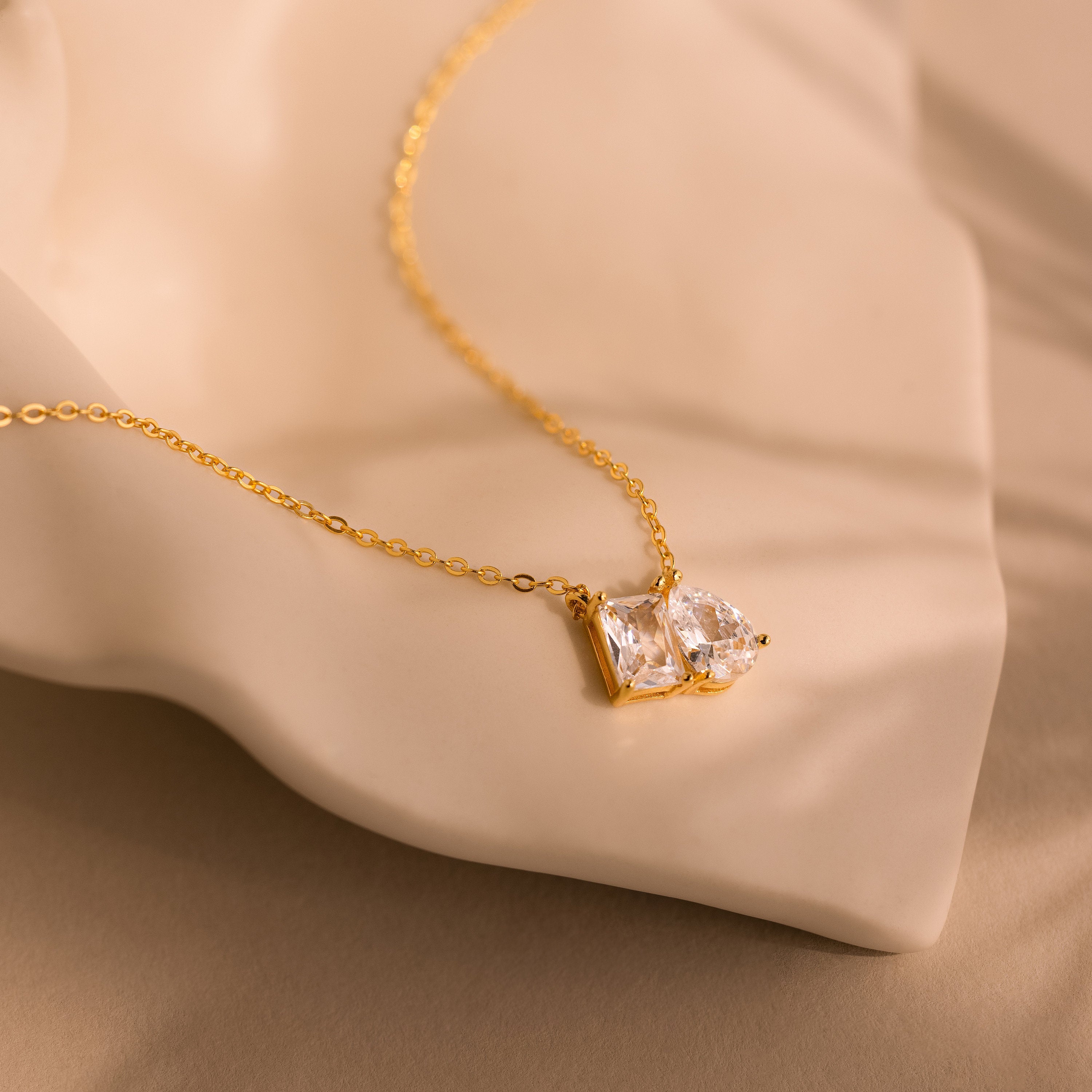 Toi et Moi Diamond Necklace 18K Gold